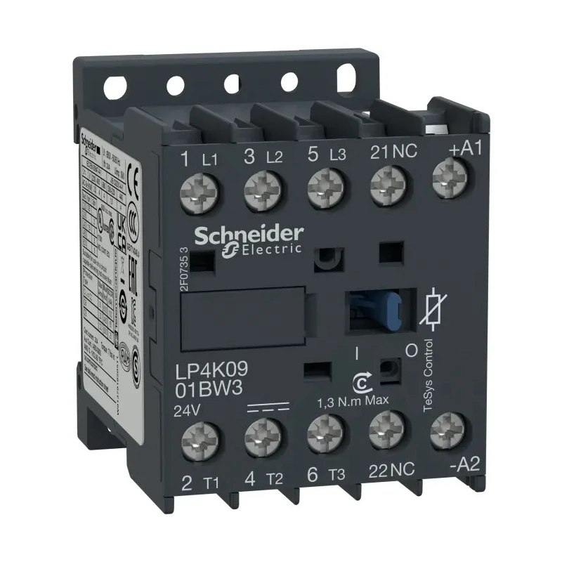 Schneider Electric LP4K Contactor 24V DC Coil, 3-Pole, 9 A, 4 kW, 3 NO, 690V AC LP4K0901BW3