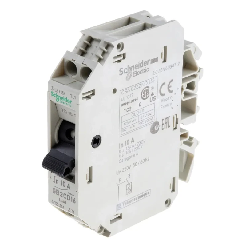 Schneider Electric TeSys GB2 Thermal Circuit Breaker 10A Current Rating 1-Pole DIN Rail GB2CD16