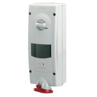 Scame Socket Switchable Industrial Interlock 3+E Earthing Position 6h Straight Red Plastic Body 16A 400V IP44 IP44