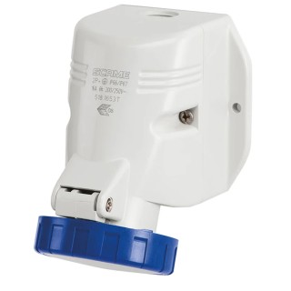 Scame Wall Mount Industrial Power Connector 2P+PE 125A 230V IP67 Thermoplastic OPTIMA-TOP 