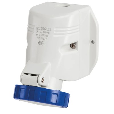 Scame Wall Mount Industrial Power Connector 2P+PE 125A 230V IP67 Thermoplastic OPTIMA-TOP 