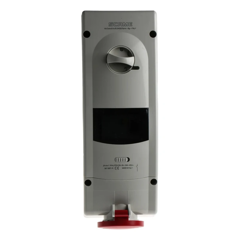 Scame Industrial Interlock Socket Switchable IP44 3+N+E Earthing Position 6h Straight 16A 400V IP44 