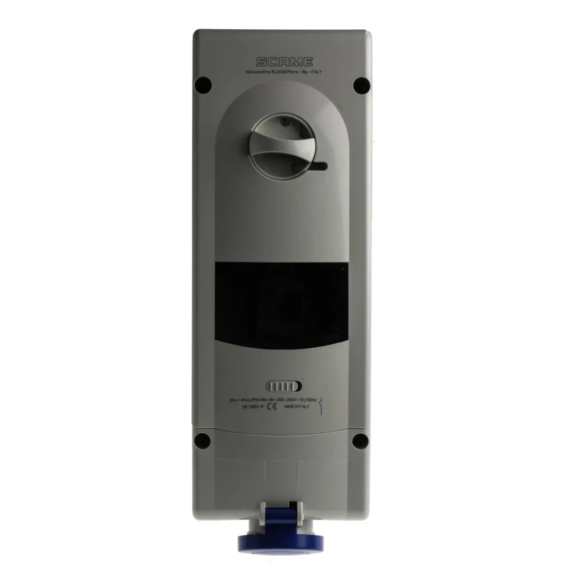 Scame Switchable Industrial Interlock Socket 2+E Earthing Position 6h Straight 16A 230V IP44 IP44