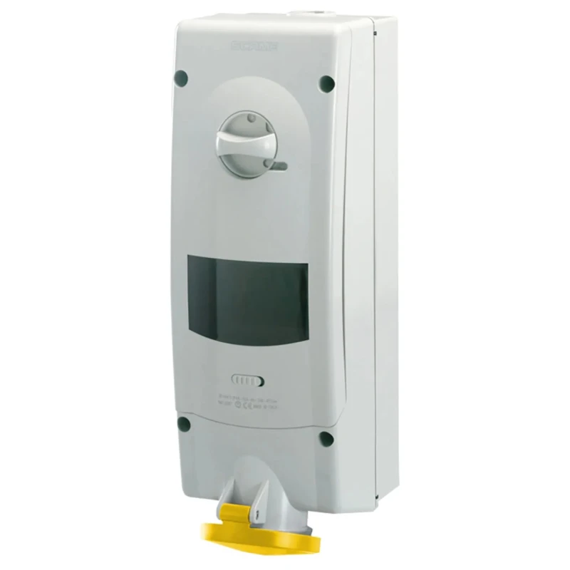 Scame Industrial Switchable Socket IP44 2+E Earthing Position 4h Straight Interlock 32A 110V IP44