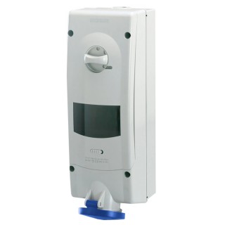 Scame Socket Switchable Industrial Interlock IP44 2+E, Earthing Position 6h Straight Blue Plastic Body 32A 230V IP44 