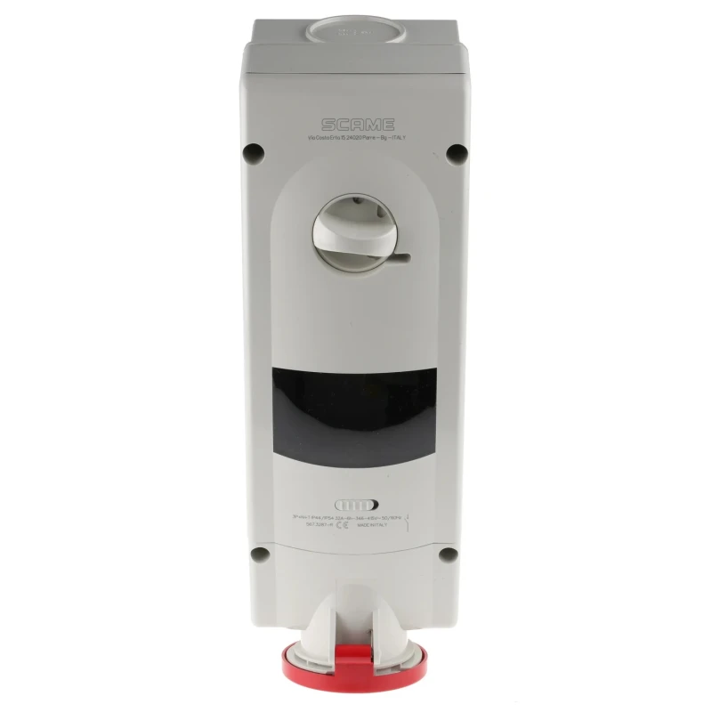 Scame Socket Switchable IP44 3+N+E Earthing Position 6h Straight Industrial Interlock 32A 400V IP44