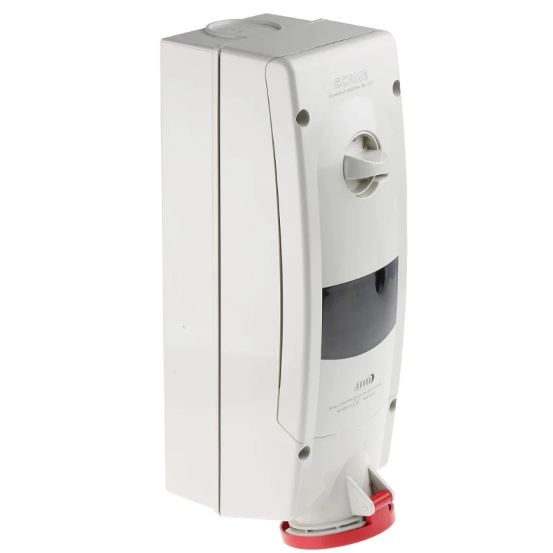 Scame Socket Switchable IP44 3+N+E Earthing Position 6h Straight Industrial Interlock 32A 400V IP44