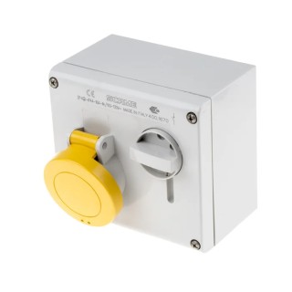 Scame Socket Switchable Industrial Interlock IP44 2+E, Earthing Position 4h Straight, 16A, 130V 500.1670