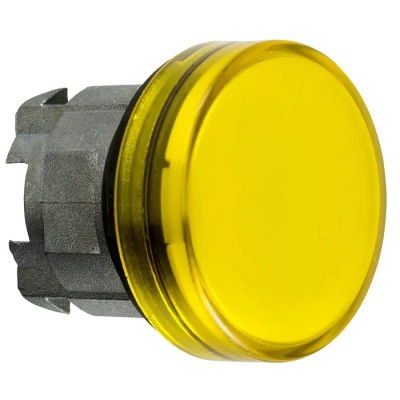 Schneider Electric Yellow Pilot Light with 22 mm Cutout, Round Shape, Chrome Plated Metal Bezel, IP66 Rated ZB4BV083S