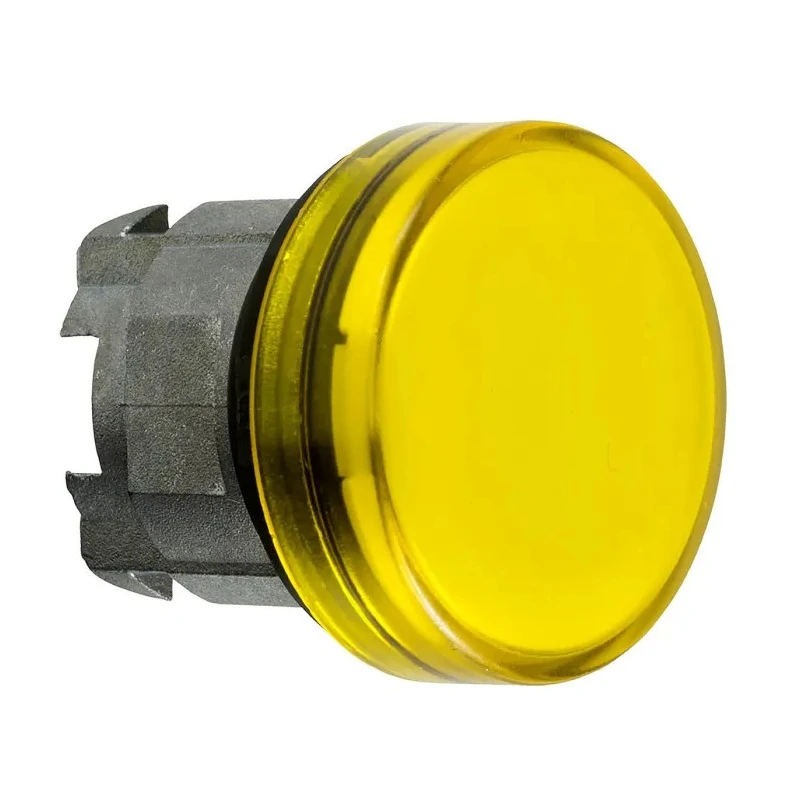 Schneider Electric Yellow Pilot Light with 22 mm Cutout, Round Shape, Chrome Plated Metal Bezel, IP66 Rated ZB4BV083S