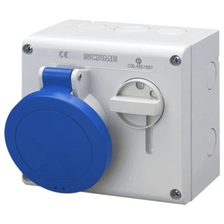 Scame Socket Switchable IP44 2+E Pole Earthing Position 6h Straight Industrial Interlock 32A 250V 500.3283