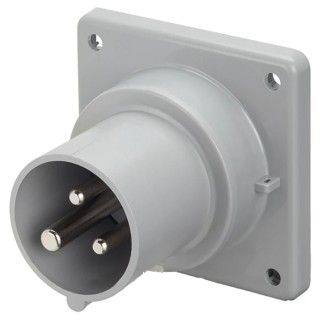 Scame Optima IP44 Blue Panel Mount 2P+PE Straight Industrial Power Connector 16A 230V IP44
