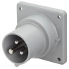 Scame Optima IP44 Blue Panel Mount 2P+PE Straight Industrial Power Connector 16A 230V IP44