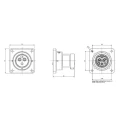 Scame Optima IP44 Blue Panel Mount 2P+PE Straight Industrial Power Connector 16A 230V IP44