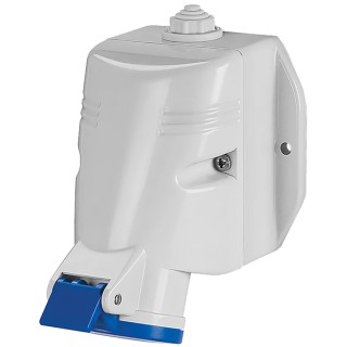 Scame Rated Industrial Power Connector 32A 230V IP44 Blue Wall Mount 2P+PE OPTIMA-TOP IP44