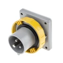 Scame Optima IP67 Yellow Panel Mount 2P+PE Straight Industrial Power Connector 16A 110V IP67