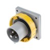 Scame Optima IP67 Yellow Panel Mount 2P+PE Straight Industrial Power Connector 16A 110V IP67