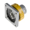 Scame Optima IP67 Yellow Panel Mount 2P+PE Straight Industrial Power Connector 16A 110V IP67