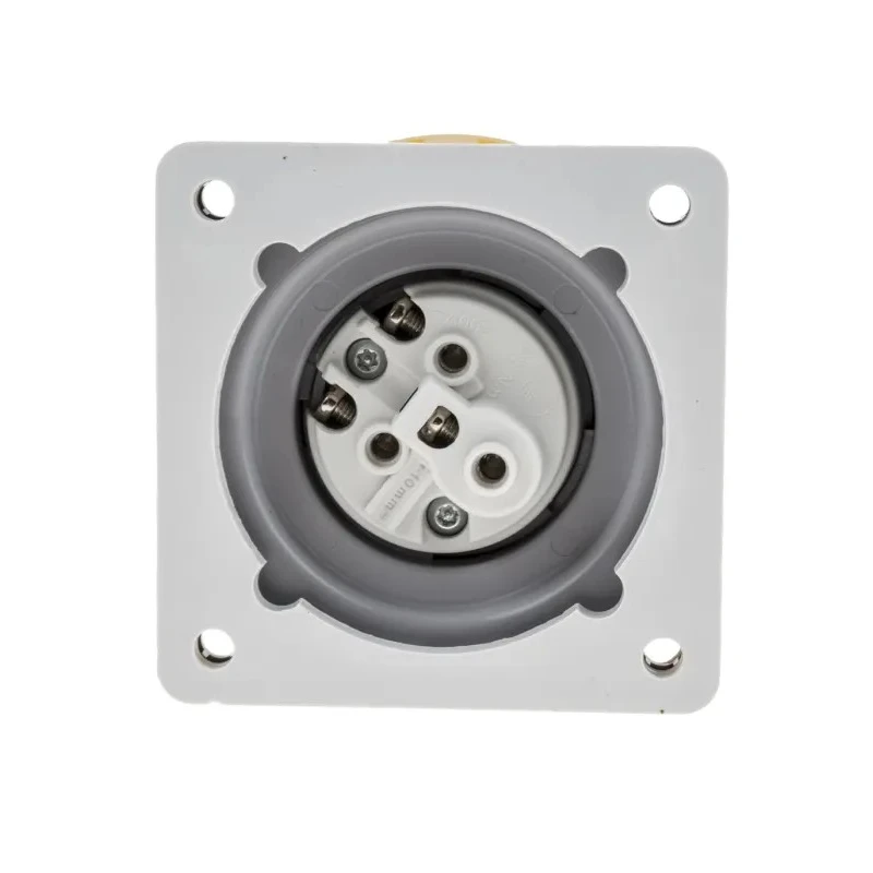 Scame Optima IP67 Yellow Panel Mount 2P+PE Straight Industrial Power Connector 16A 110V IP67