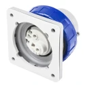 Scame Optima IP67 Blue Panel Mount 2P+PE Straight Industrial Power Connector 16A 230V IP67