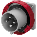 Scame Optima IP67 Red Panel Mount 3P+PE Straight Industrial Power Connector 16A 415V IP67