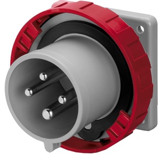 Scame Optima IP67 Red Panel Mount 3P+PE Straight Industrial Power Connector 16A 415V IP67