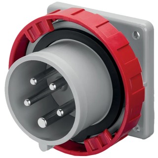 Scame Optima Industrial Power Connector 3P+N+PE Panel Mount 16A 415V IP67 IP Rated Red Male Connector IP67