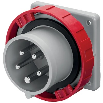 Scame Optima Industrial Power Connector 3P+N+PE Panel Mount 16A 415V IP67 IP Rated Red Male Connector IP67