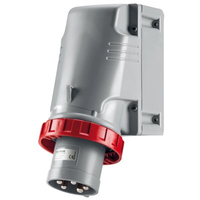 Scame OPTIMA-TOP IP67 Red Wall Mount 3P+PE Straight Industrial Power Connector 63A 415V 