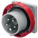 Scame Optima IP67 Red Panel Mount 3P+N+PE Straight Industrial Power Connector 32A 415V IP67