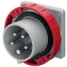 Scame Optima IP67 Red Panel Mount 3P+N+PE Straight Industrial Power Connector 32A 415V IP67