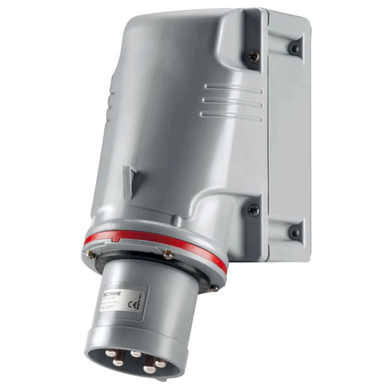 Scame OPTIMA-TOP Industrial Power Connector Red Wall Mount 3P+N+PE 63A 415V IP44 
