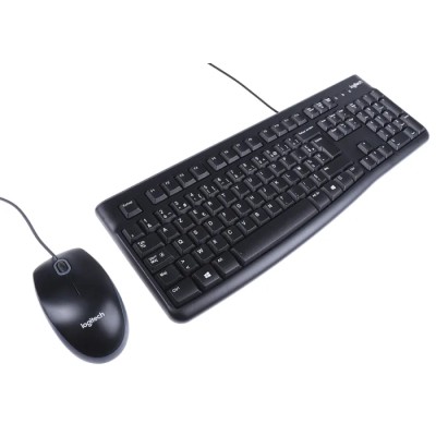 Logitech Wired Standard Keyboard & Mouse Set AZERTY (France) USB Optical 3-Button Black MK120
