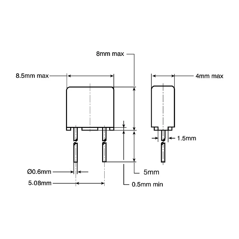 RS PRO Non-Resettable Fuse, Radial Lead Orientation, 1A Current Rating, 125V AC, Nylon Body, RS PRO Series 611-0462
