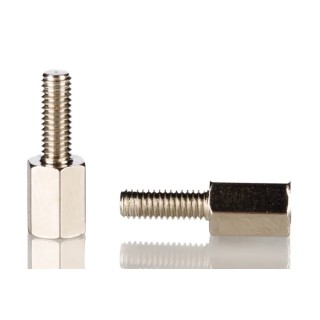 HARWIN M3 Brass Hex Standoff, 10 mm Body Length, 6 mm Stud Length, Male/Female Thread R30-3001002
