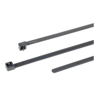 HellermannTyton Releasable Cable Tie 195 mm Length x 4.7 mm Width Black Polyamide 66 115-00002 LR55R-PA66HS-BK