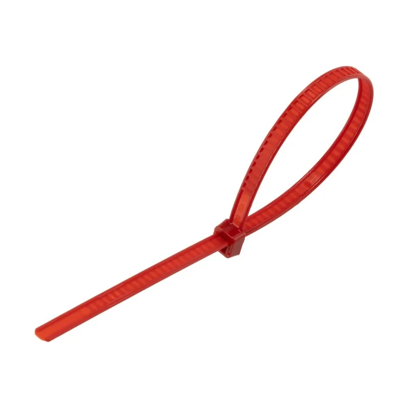 HellermannTyton Releasable Cable Tie, 196 mm Length x 4.7 mm Width, Red Polyamide 66, LR55 Series 115-00003 LR55R-PA66-RD