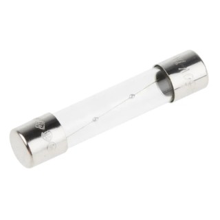 RS PRO 1A T Glass Cartridge Fuse 6.3 x 32 mm, 250V AC, Time-Delay, Glass Body with Nickel-Plated Brass Ends 611-9087