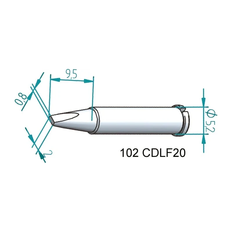 Ersa 0.8 x 2 mm Chisel 48.5 mm Soldering Iron Tip for use with i-Tool 102CDLF20