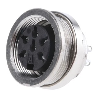 Amphenol Industrial signalmate C091 6 Pole Straight M16 DIN Socket 5A 300V IP40 Panel Mount T3403 000 RS
