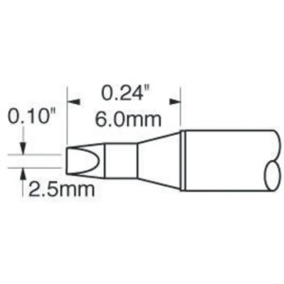 Metcal Soldering Iron Tip 2.5 mm Chisel 6 mm Length for Use with MX-H1-AV, MX-RM3E STTC-136P
