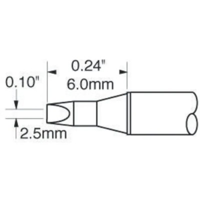 Metcal Soldering Iron Tip 2.5 mm Chisel 6 mm Length for Use with MX-H1-AV, MX-RM3E STTC-136P