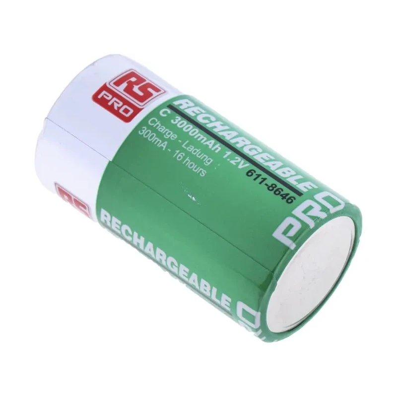RS PRO NiMH Rechargeable C Battery 1.2V 3Ah, Standard Termination, 50mm Height, 22.5mm Diameter 611-8646
