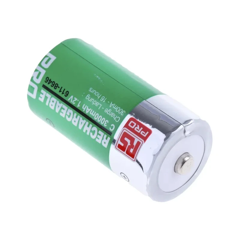 RS PRO NiMH Rechargeable C Battery 1.2V 3Ah, Standard Termination, 50mm Height, 22.5mm Diameter 611-8646