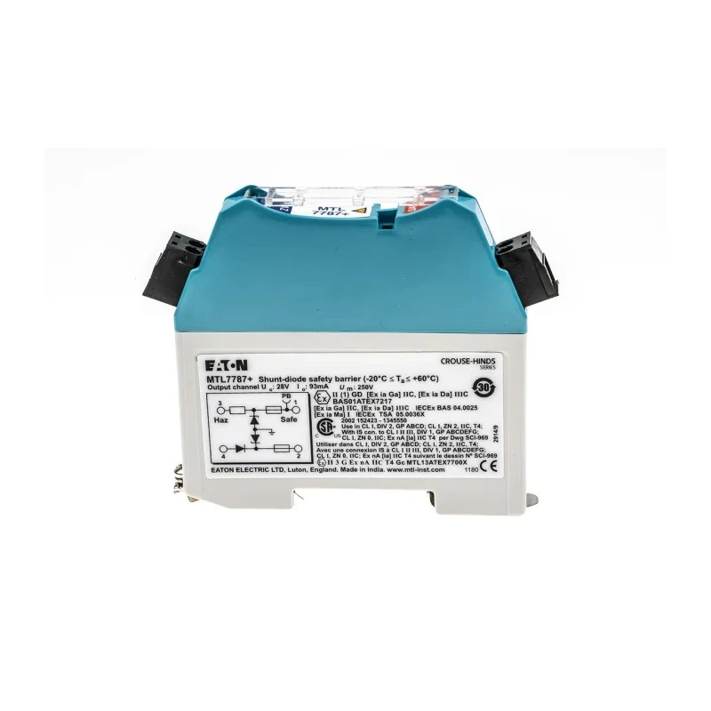Eaton Zener Barrier ATEX 1 Channel DIN Rail Mount Screw Terminals 28V DC 93mA MTL7787+/RS