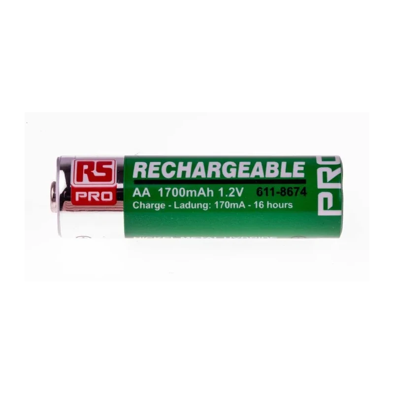 RS PRO Nickel Metal Hydride Rechargeable AA Battery 1.2 V, 1.7 Ah, Pack of 4 611-8674