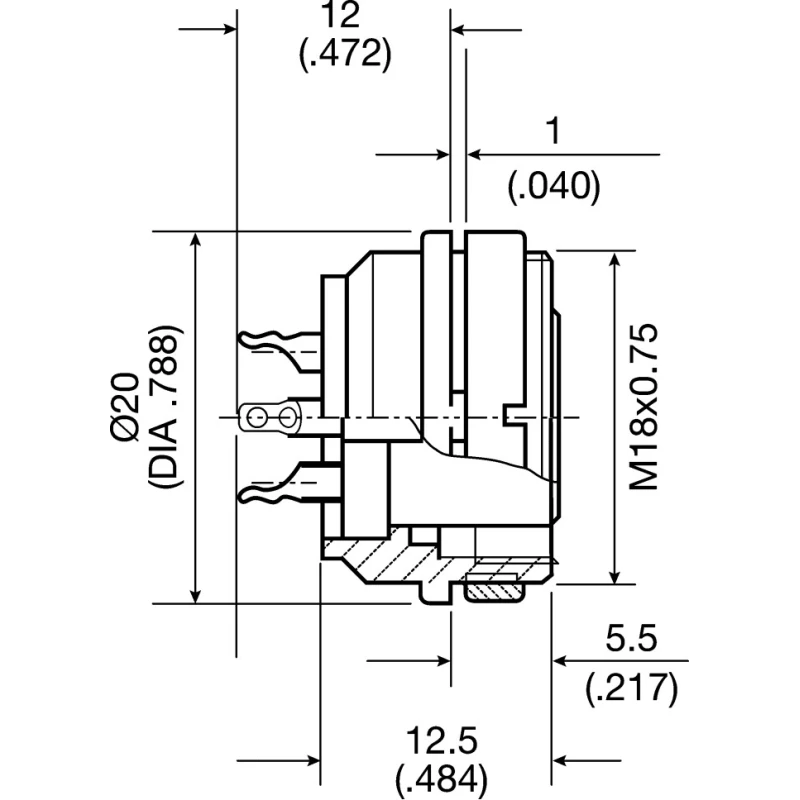 Amphenol Industrial signalmate C091 6 Pole Straight M16 DIN Socket 5A 300V IP40 Screw-On Panel Mount T3403 100 RS