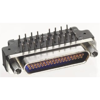 Glenair MWDM 37 Way Right Angle 2.54 mm Pitch Through Hole D-Sub Connector Female MWDM2L-37SCBRP-.110