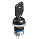 APEM Keylock Switch DPDT 4A 3-Position Momentary Common-Key Round Bezel LK5BGB126M3