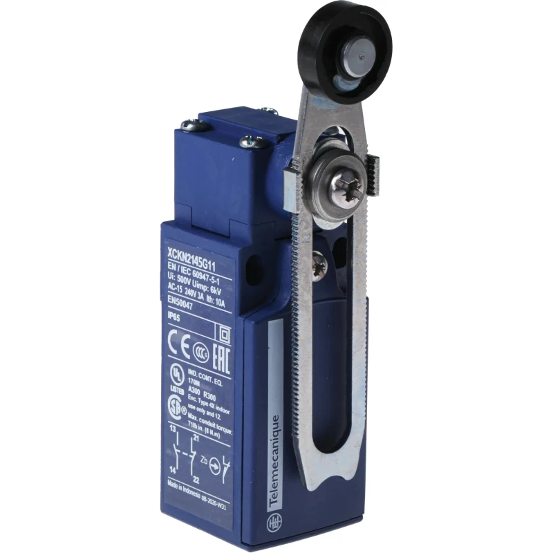 Telemecanique Sensors XCKN Series Roller Lever Limit Switch, 1 NO/1 NC, IP65 Plastic Housing, 240V AC, 10A 